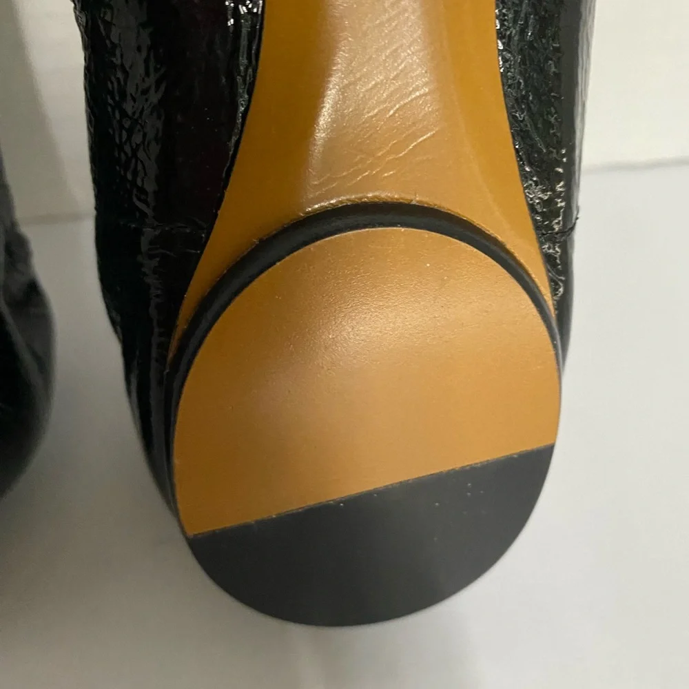 GUCCI Black Patent Leather Horsebit Embroidered Ballet Flats - Picture 9 of 14